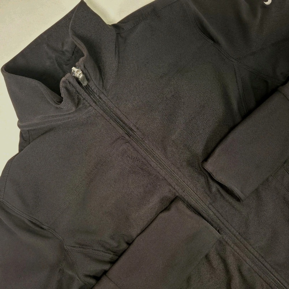 VTG Y2K Nike Fit Dry Womens Full Zip Track Jacket Medium Black Activewear Swoosh